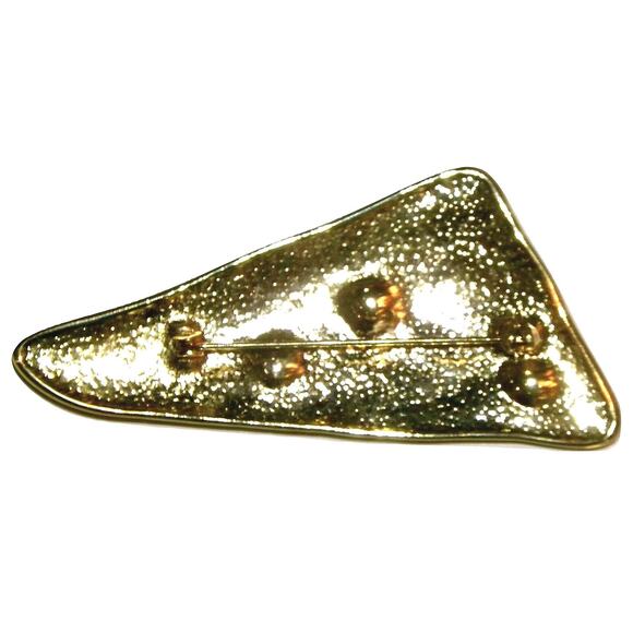 80s Large Gold Brooch with Moon Stars Multi Color Gemstones - Picture 6 of 6